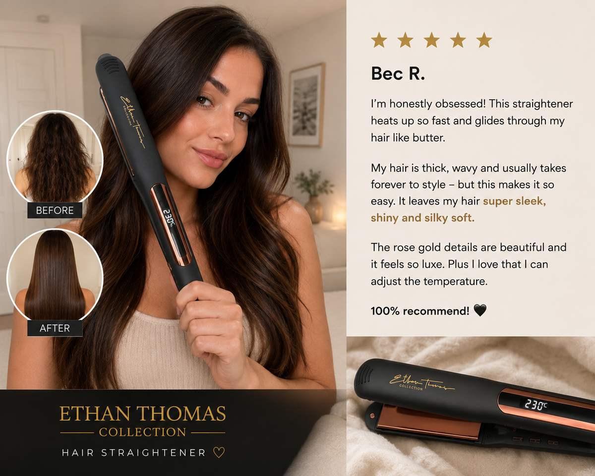 Ethan Thomas VS1 Hair Straightener Black & Gold
