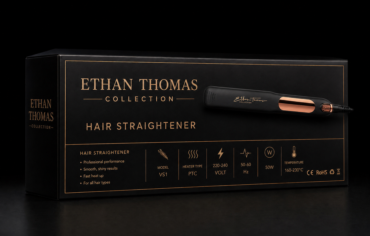 Ethan Thomas VS1 Hair Straightener Black & Gold